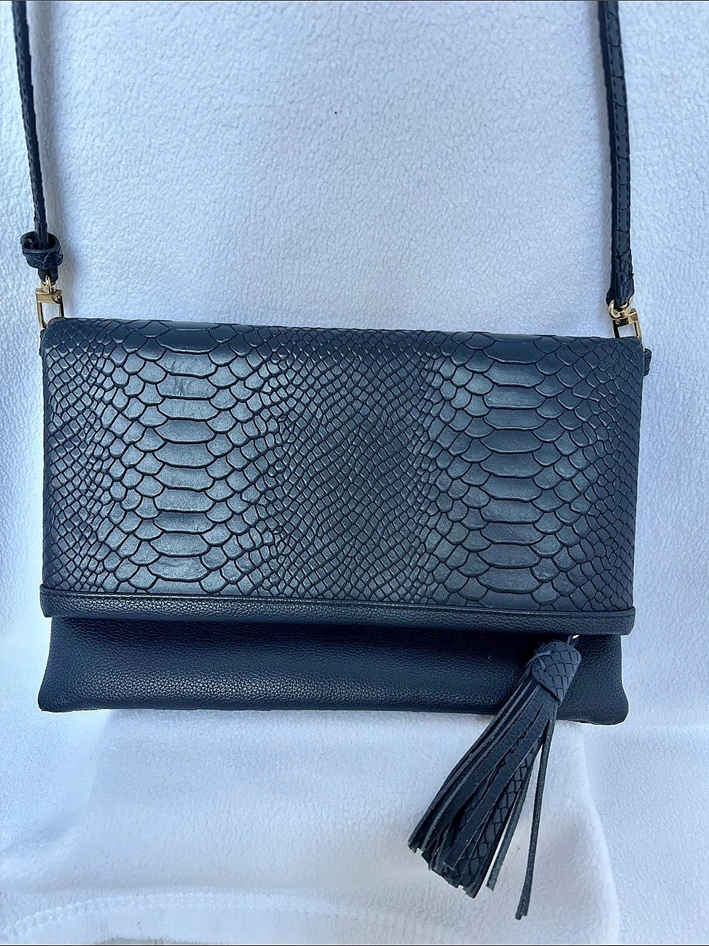 Gigi New York Embossed Snakeskin Crossbody Bag
